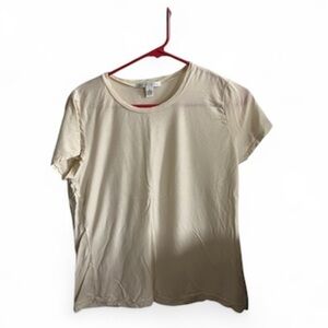 ▫️BANANA REPUBLIC: Women’s size XL, cream sheer short sleeve stretch t-shirt▫️